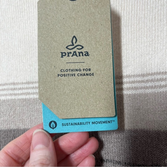 NWT PRANA Cream Brown Cowl Neck Frosted Pine Sweater Geometric Pattern Size M - Picture 6 of 12